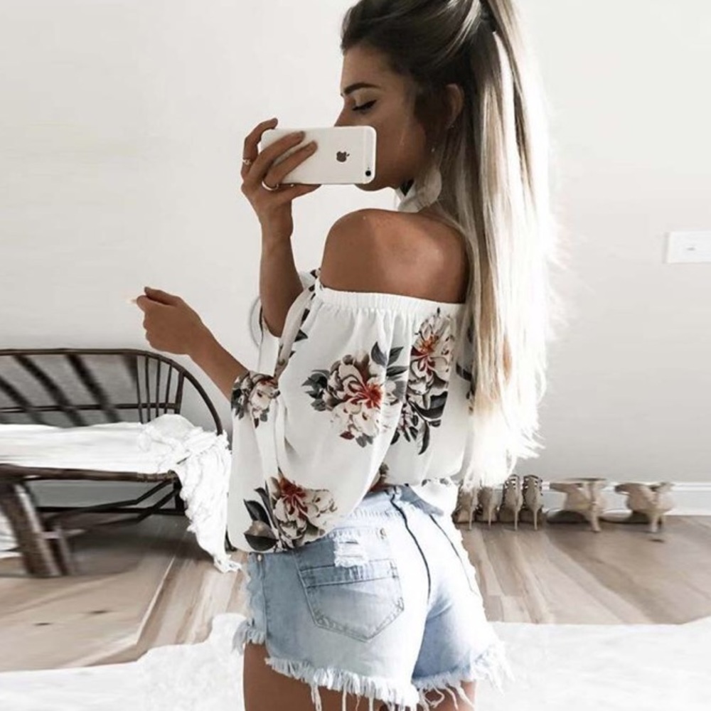 ‘Amber’ Floral Off the Shoulder Top - Picture 3 of 7
